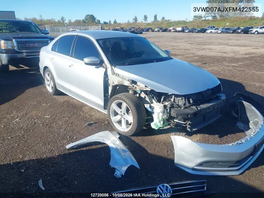 VOLKSWAGEN JETTA 2015, VIN 3VWD07AJXFM422555