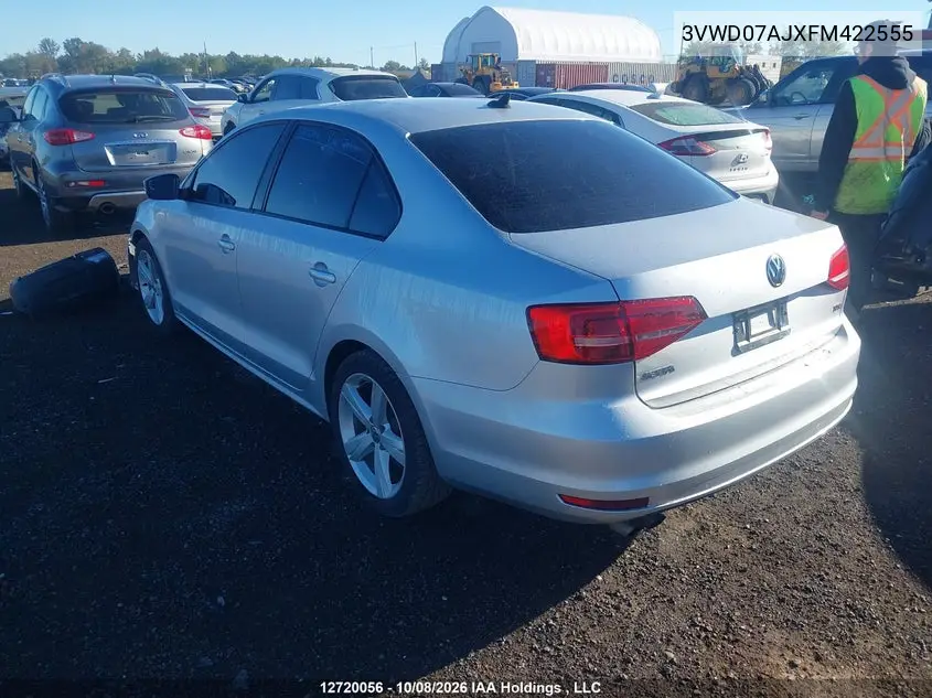 2015 VOLKSWAGEN JETTA VIN 3VWD07AJXFM422555 — фото 3
