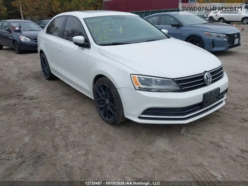 VOLKSWAGEN JETTA 2015, VIN 3VWD07AJ4FM308471