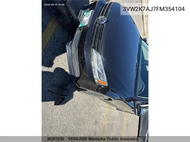 VOLKSWAGEN JETTA 2015, VIN 3VW2K7AJ7FM354104