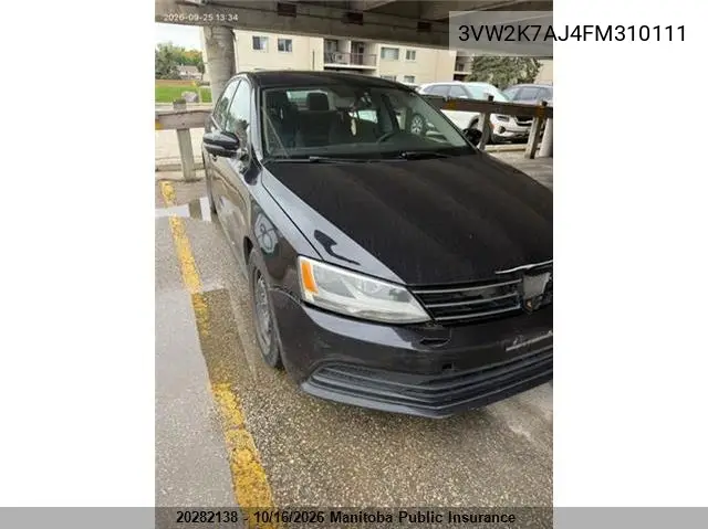 VOLKSWAGEN JETTA 2015, VIN 3VW2K7AJ4FM310111