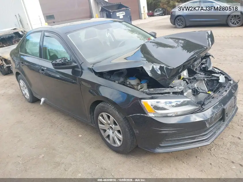 VOLKSWAGEN JETTA 2015, VIN 3VW2K7AJ3FM280518
