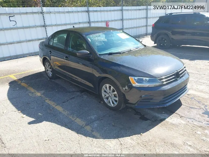 VOLKSWAGEN JETTA 2015, VIN 3VWD17AJ7FM224996