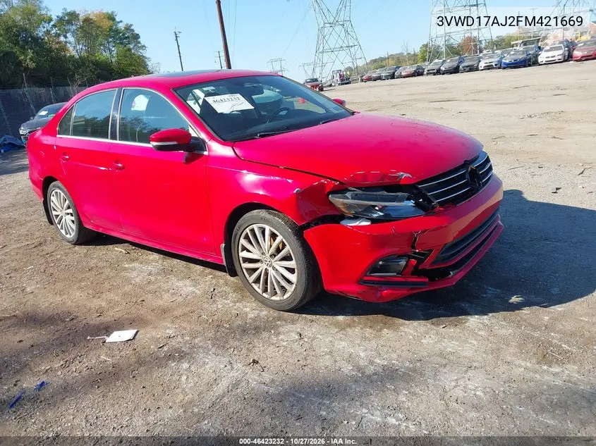 VOLKSWAGEN JETTA 2015, VIN 3VWD17AJ0FM299006
