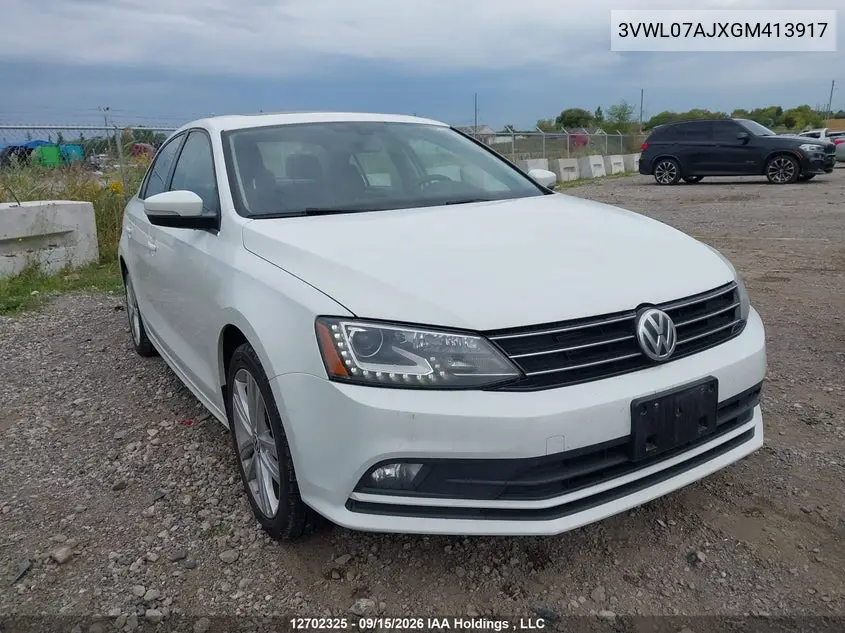 VOLKSWAGEN JETTA 2016, VIN 3VWL07AJXGM413917