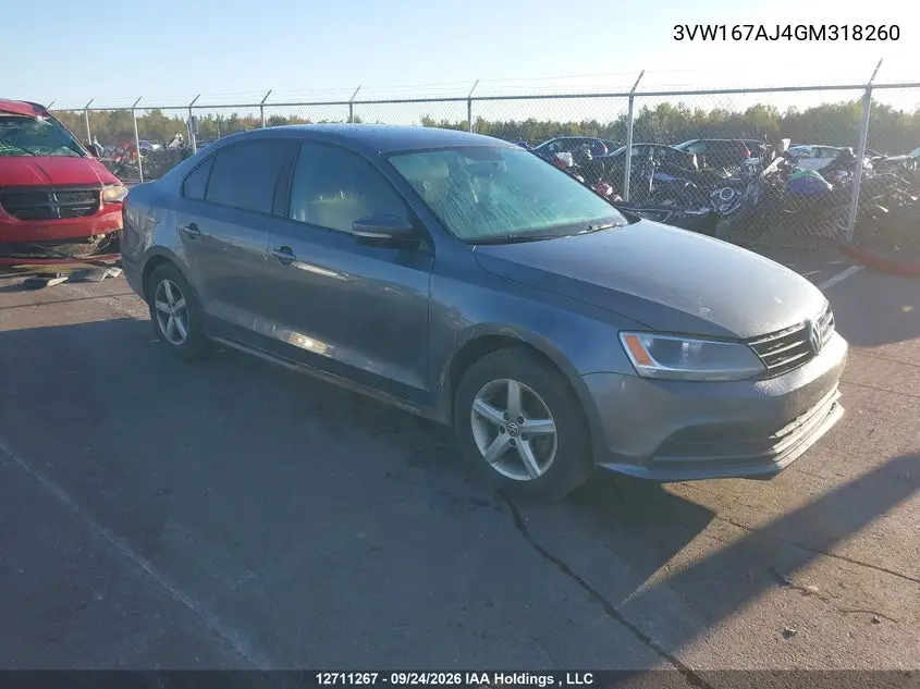 VOLKSWAGEN JETTA 2016, VIN 3VW167AJ4GM318260
