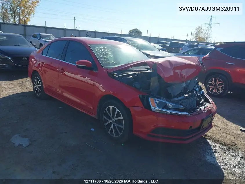 VOLKSWAGEN JETTA 2016, VIN 3VWD07AJ9GM320911