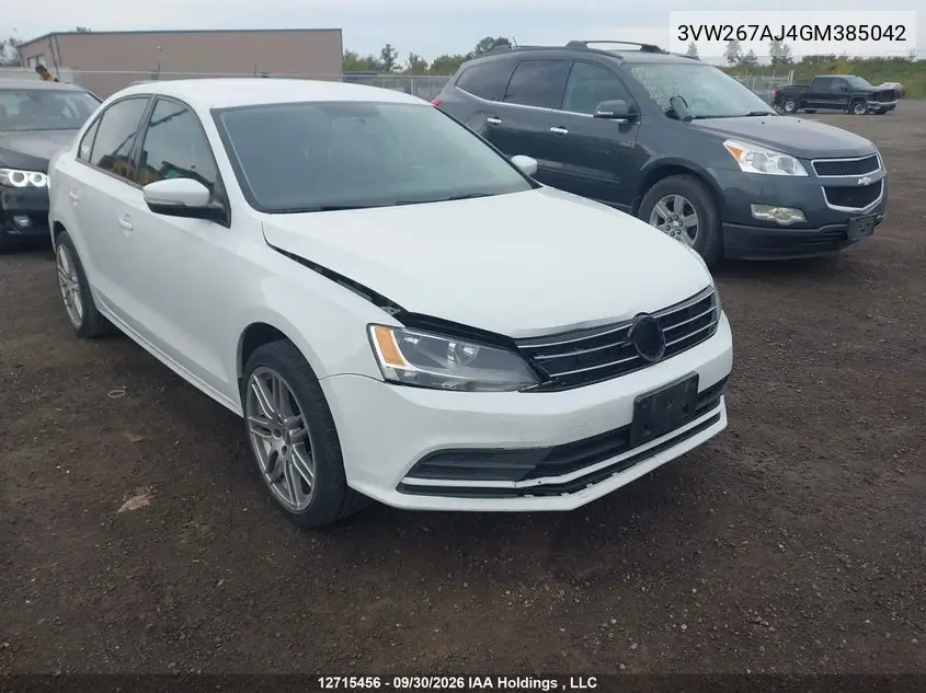 VOLKSWAGEN JETTA 2016, VIN 3VW267AJ4GM385042