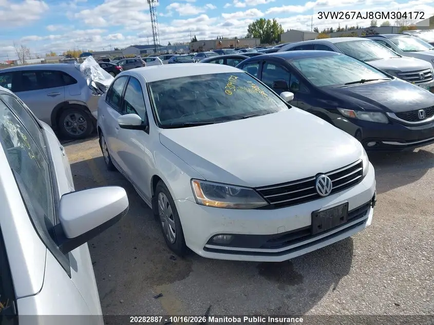 VOLKSWAGEN JETTA 2016, VIN 3VW267AJ8GM304172