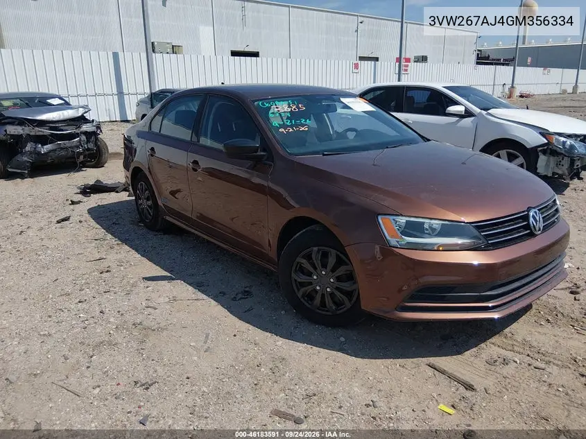 VOLKSWAGEN JETTA 2016, VIN 3VW267AJ4GM356334