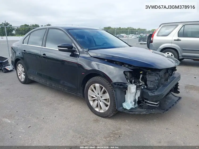 VOLKSWAGEN JETTA 2016, VIN 3VWD67AJ3GM378916