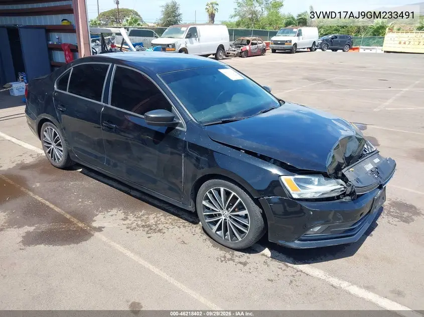VOLKSWAGEN JETTA 2016, VIN 3VWD17AJ9GM233491