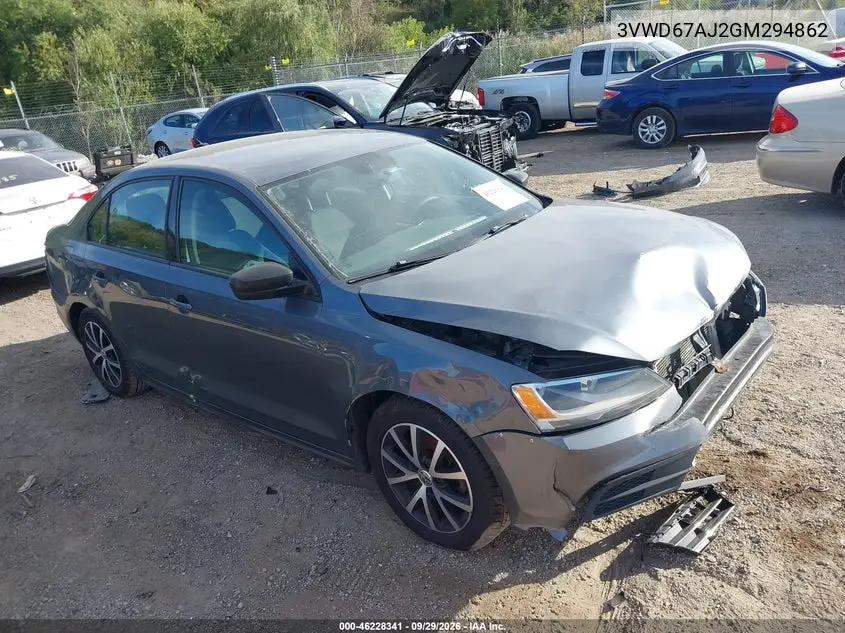 VOLKSWAGEN JETTA 2016, VIN 3VWD67AJ2GM294862