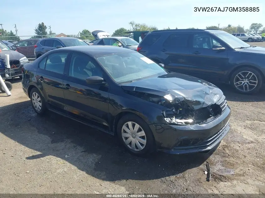 VOLKSWAGEN JETTA 2016, VIN 3VW267AJ7GM358885