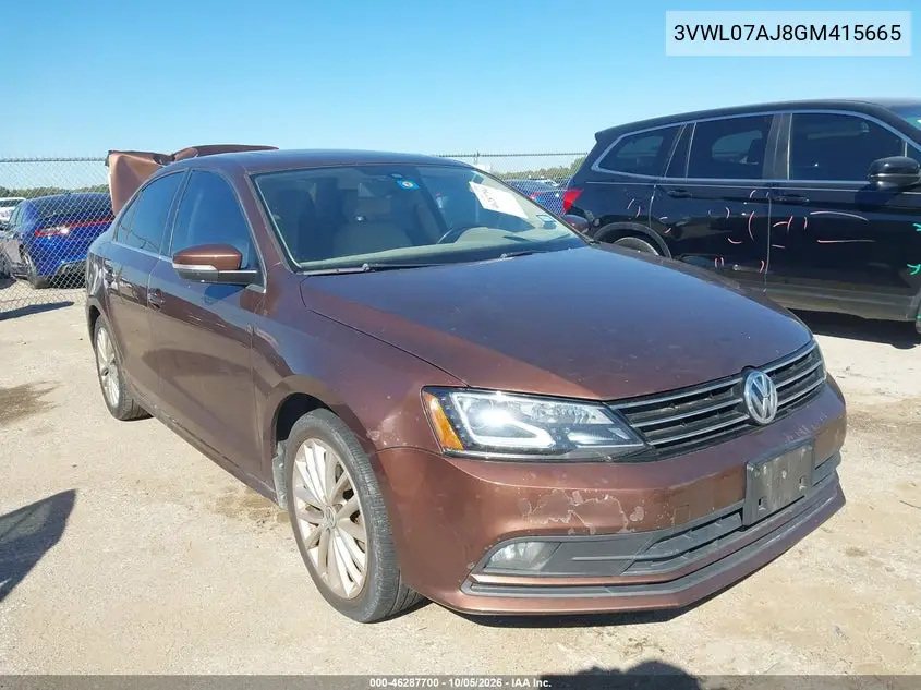VOLKSWAGEN JETTA 2016, VIN 3VWL07AJ8GM415665