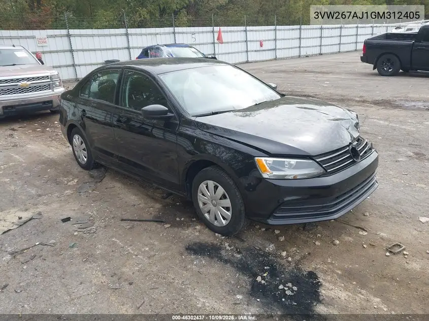 VOLKSWAGEN JETTA 2016, VIN 3VW267AJ1GM312405