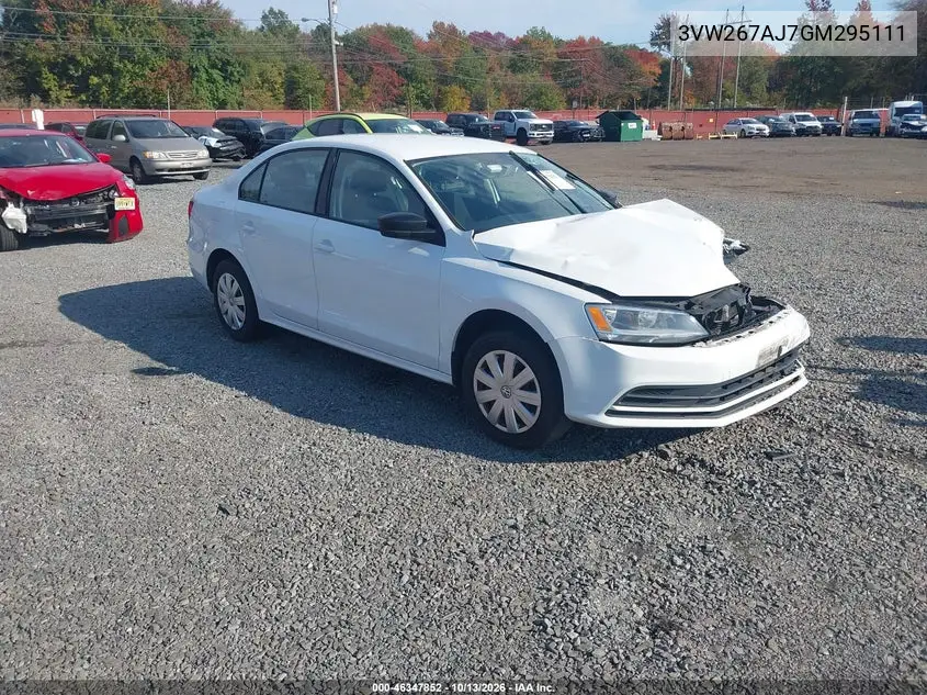 VOLKSWAGEN JETTA 2016, VIN 3VW267AJ7GM295111