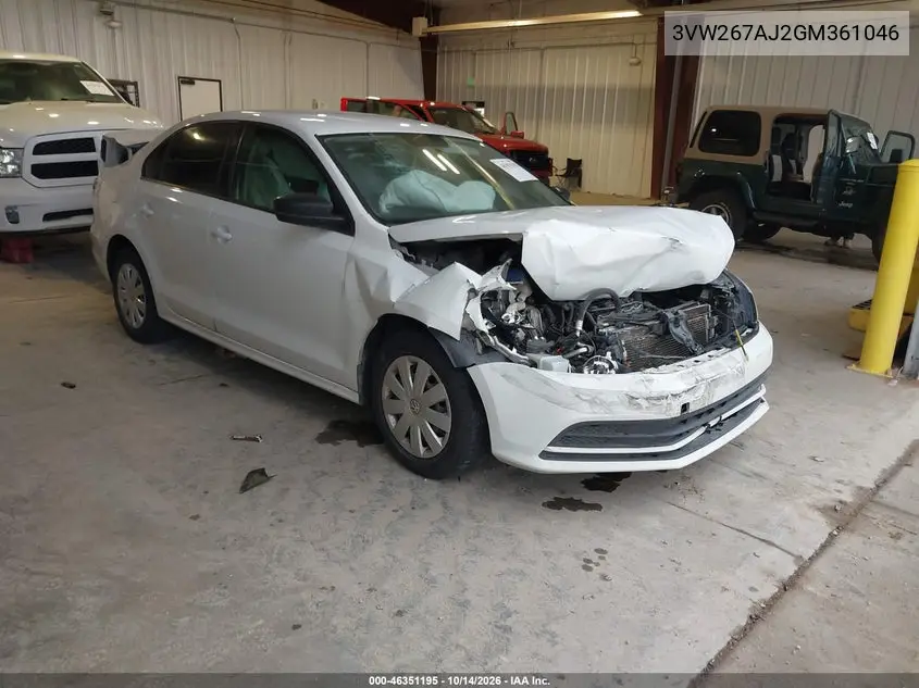 VOLKSWAGEN JETTA 2016, VIN 3VW267AJ2GM361046