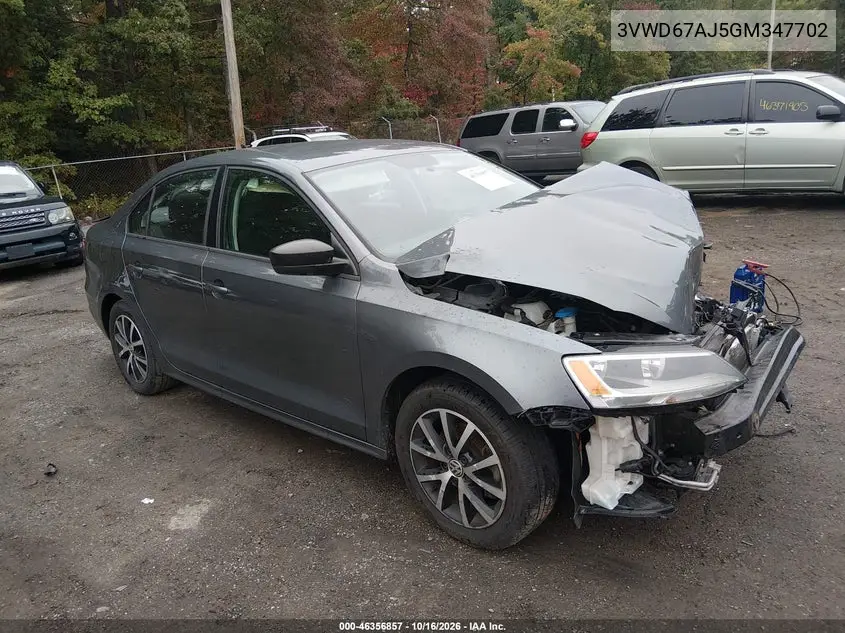 VOLKSWAGEN JETTA 2016, VIN 3VWD67AJ5GM347702