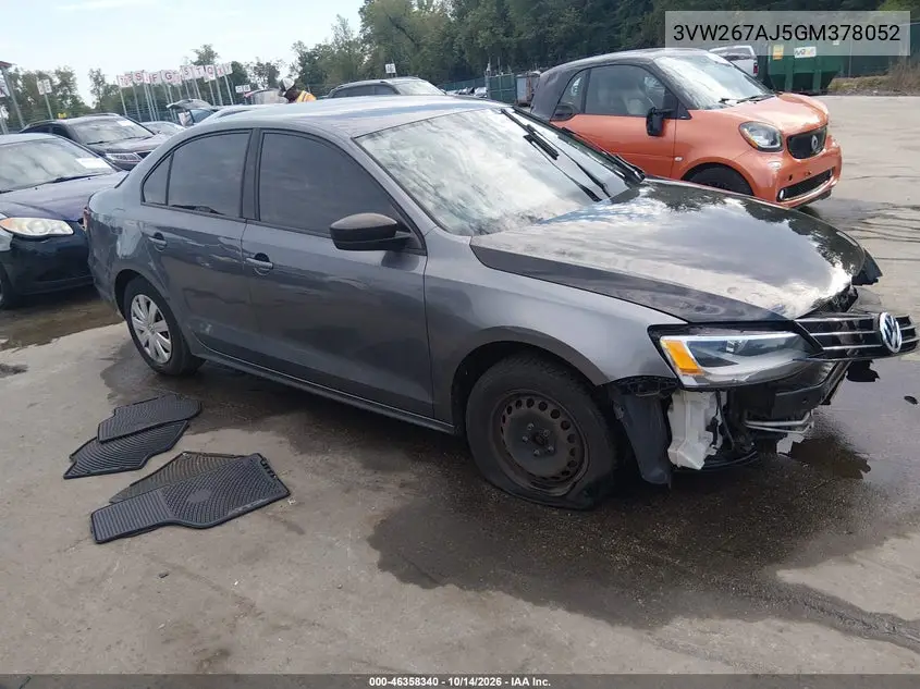 VOLKSWAGEN JETTA 2016, VIN 3VW267AJ5GM378052
