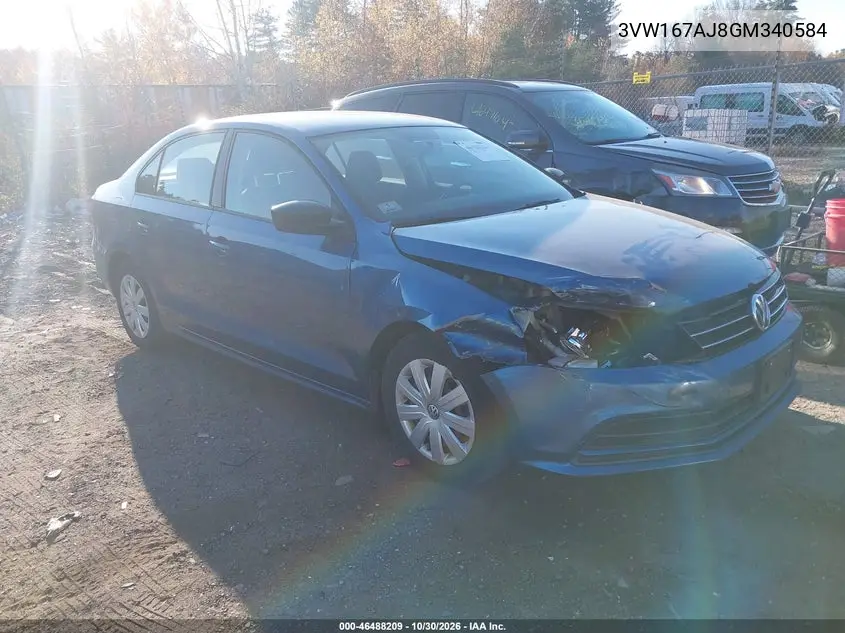 VOLKSWAGEN JETTA 2016, VIN 3VW167AJ8GM340584