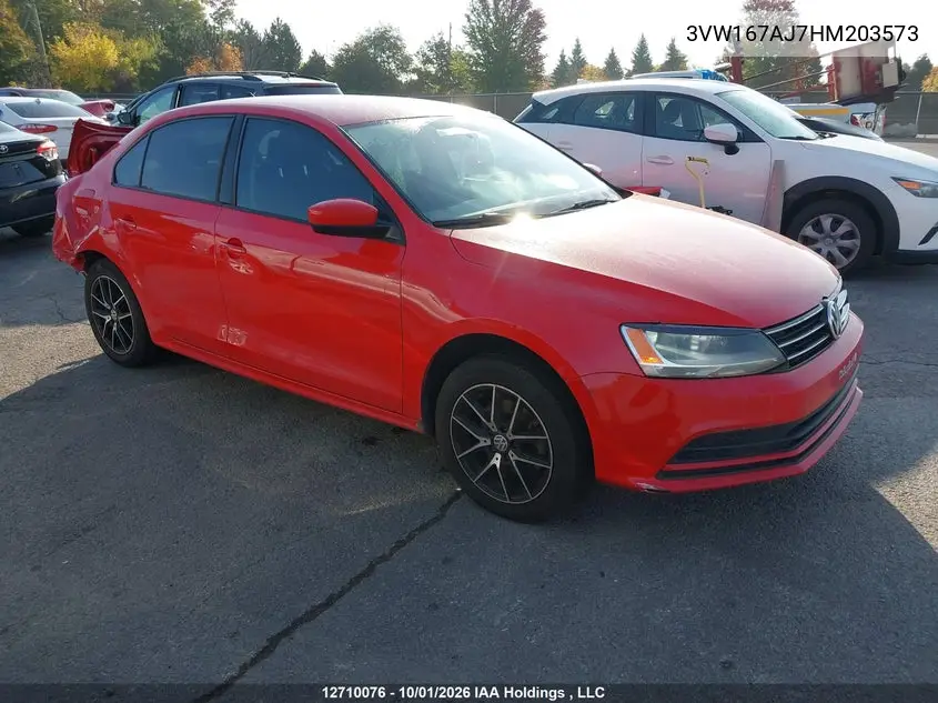 VOLKSWAGEN JETTA 2017, VIN 3VW167AJ7HM203573