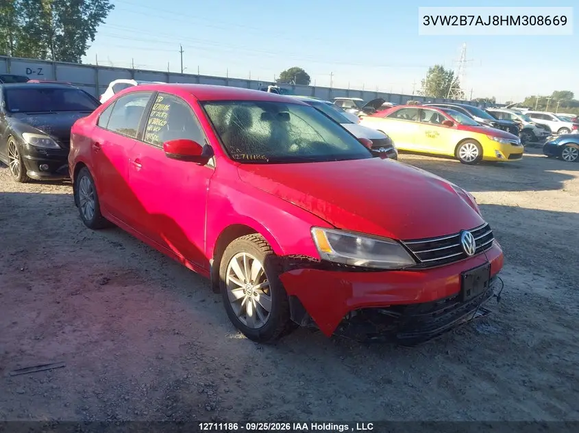VOLKSWAGEN JETTA 2017, VIN 3VW2B7AJ8HM308669