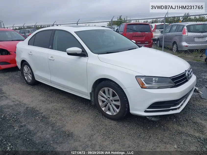 VOLKSWAGEN JETTA 2017, VIN 3VWDB7AJ1HM231765