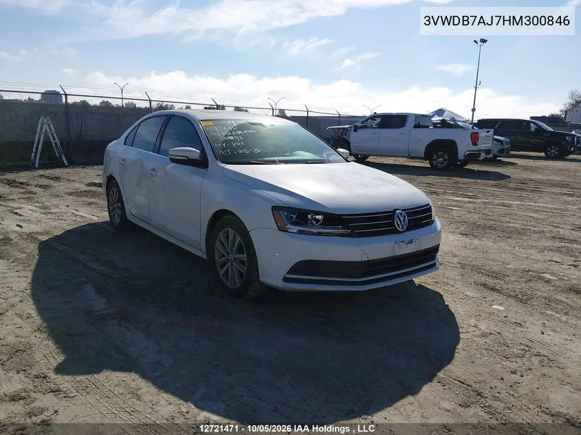 VOLKSWAGEN JETTA 2017, VIN 3VWDB7AJ7HM300846