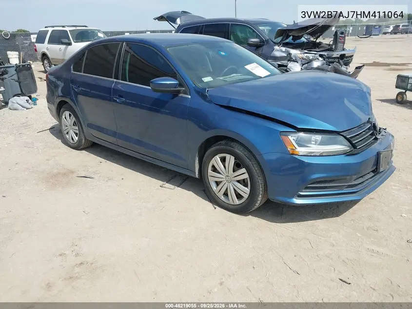 VOLKSWAGEN JETTA 2017, VIN 3VW2B7AJ7HM411064