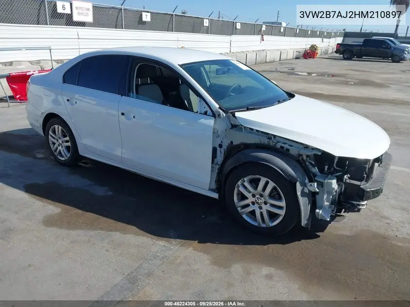 VOLKSWAGEN JETTA 2017, VIN 3VW2B7AJ2HM210897
