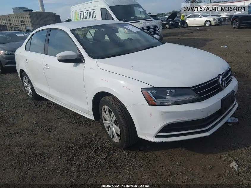 VOLKSWAGEN JETTA 2017, VIN 3VW167AJ4HM364821