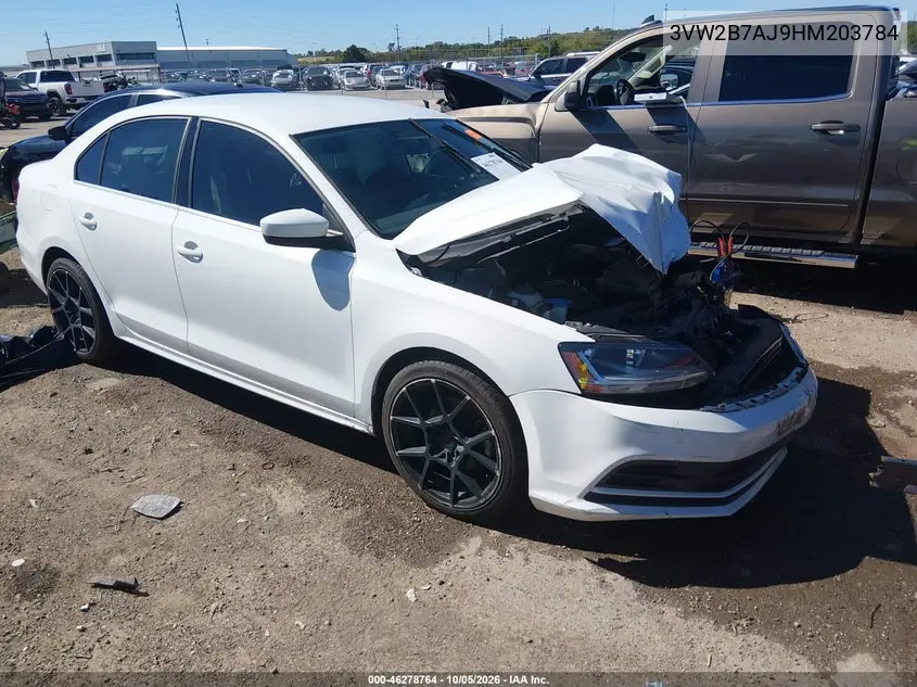 VOLKSWAGEN JETTA 2017, VIN 3VW2B7AJ9HM203784