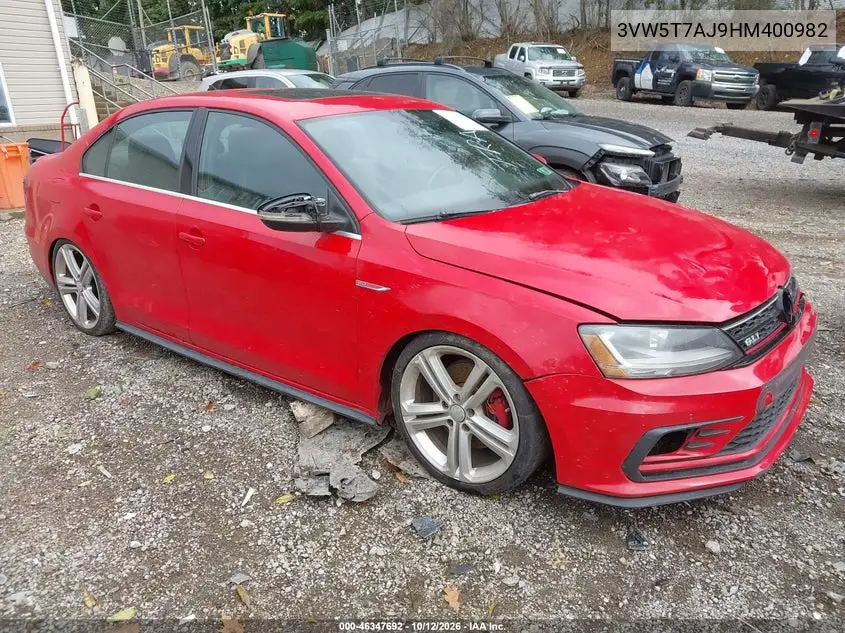VOLKSWAGEN JETTA 2017, VIN 3VW5T7AJ9HM400982