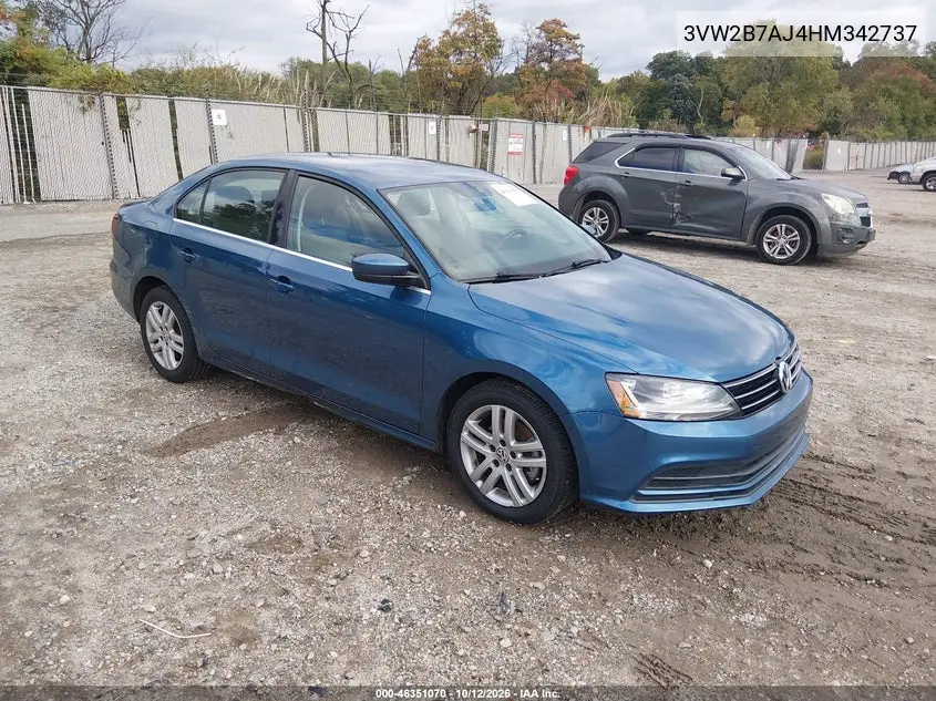 VOLKSWAGEN JETTA 2017, VIN 3VW2B7AJ4HM342737