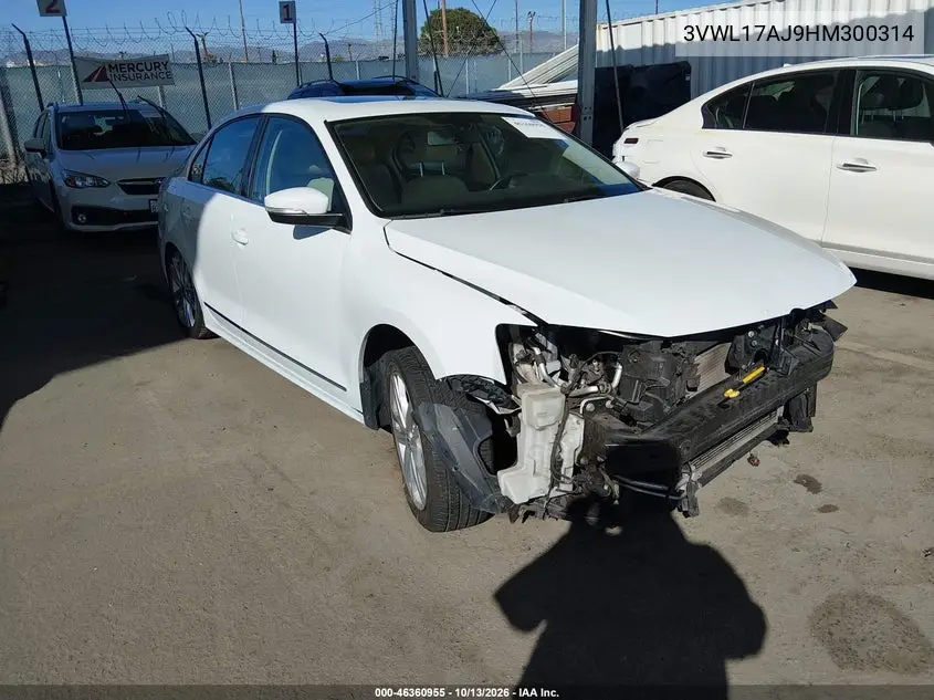 VOLKSWAGEN JETTA 2017, VIN 3VWL17AJ9HM300314