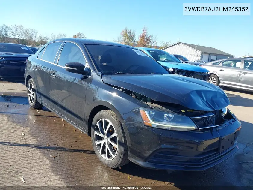 VOLKSWAGEN JETTA 2017, VIN 3VWDB7AJ2HM245352