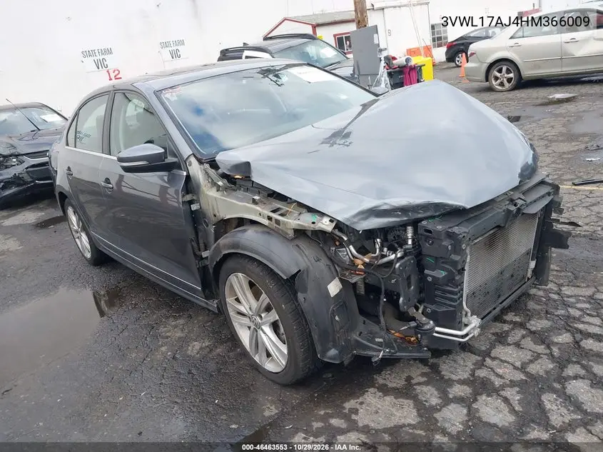VOLKSWAGEN JETTA 2017, VIN 3VWL17AJ4HM366009