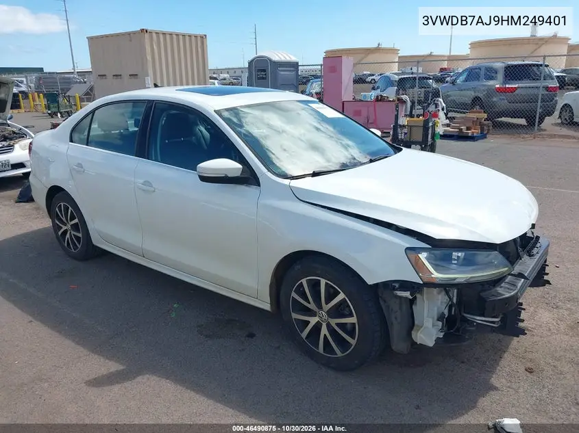VOLKSWAGEN JETTA 2017, VIN 3VWDB7AJ9HM249401