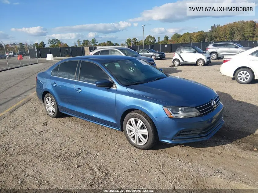 VOLKSWAGEN JETTA 2017, VIN 3VW167AJXHM280888
