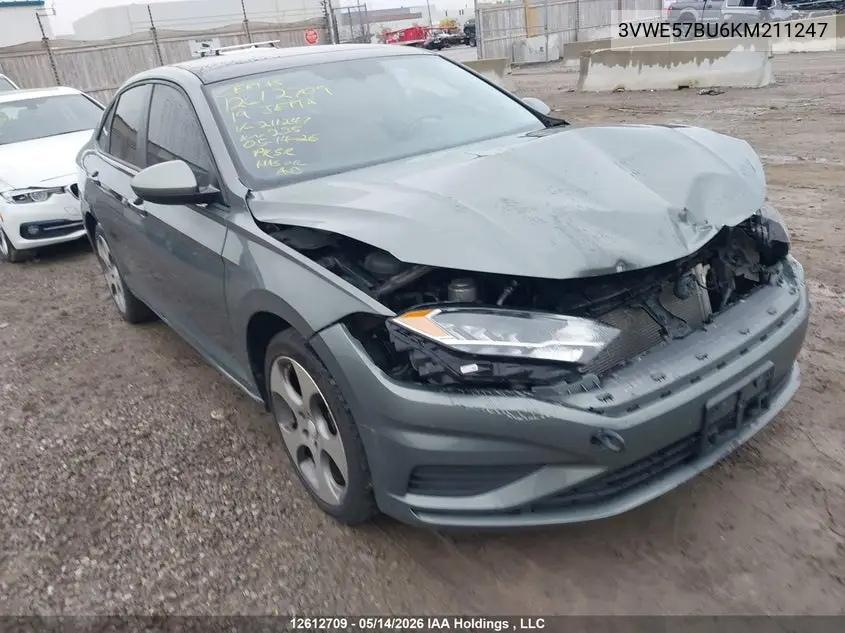 VOLKSWAGEN JETTA 2019, VIN 3VWE57BU6KM211247