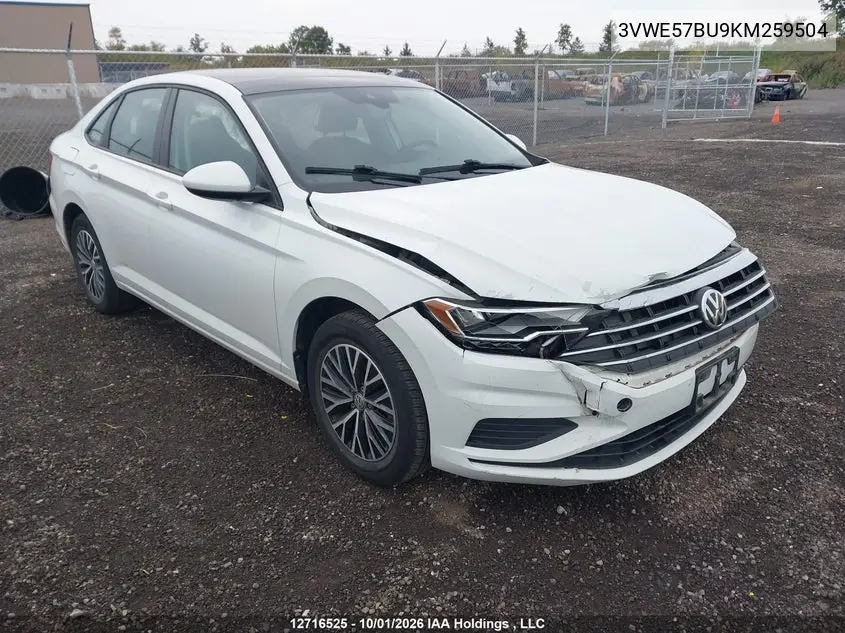 VOLKSWAGEN JETTA 2019, VIN 3VWE57BU9KM259504