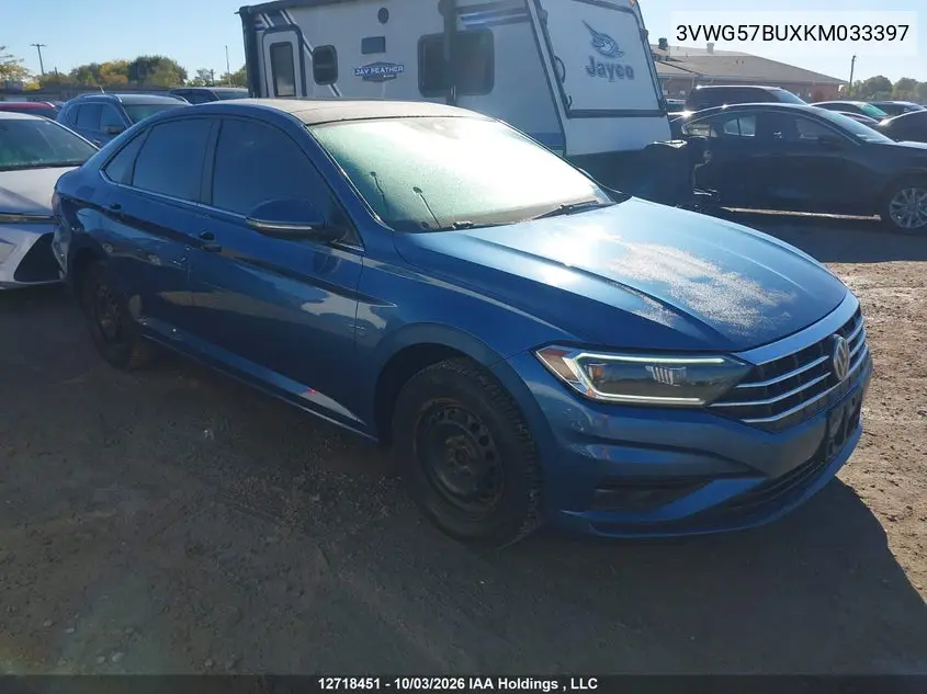 VOLKSWAGEN JETTA 2019, VIN 3VWG57BUXKM033397