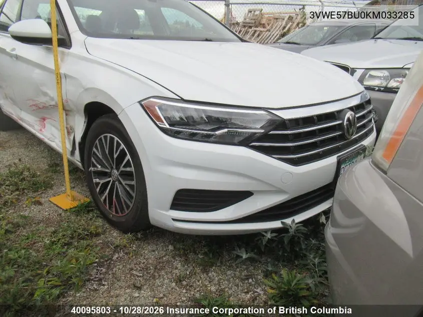 VOLKSWAGEN JETTA 2019, VIN 3VWE57BU0KM033285