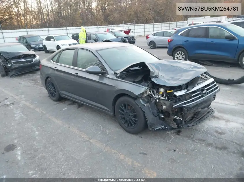 VOLKSWAGEN JETTA 2019, VIN 3VWN57BU5KM264781