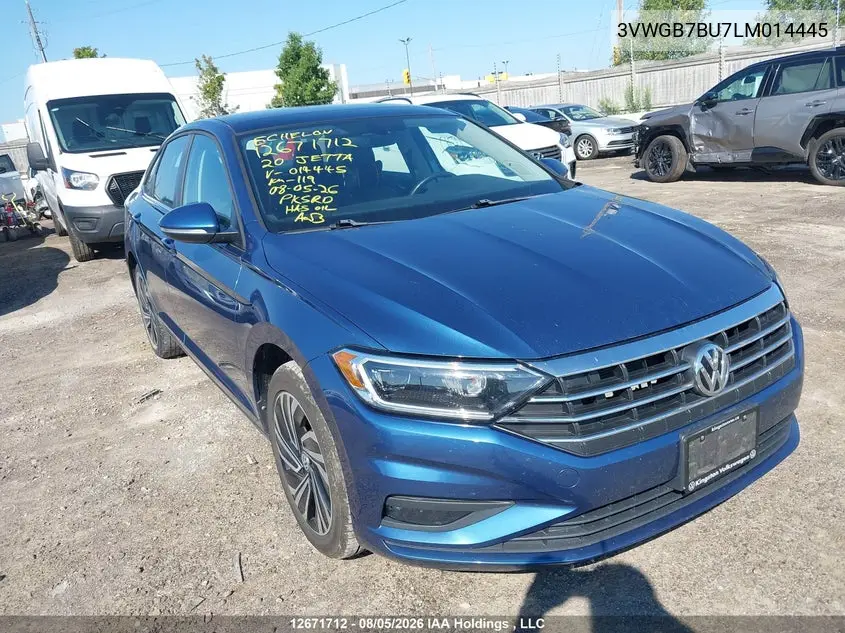 VOLKSWAGEN JETTA 2020, VIN 3VWGB7BU7LM014445