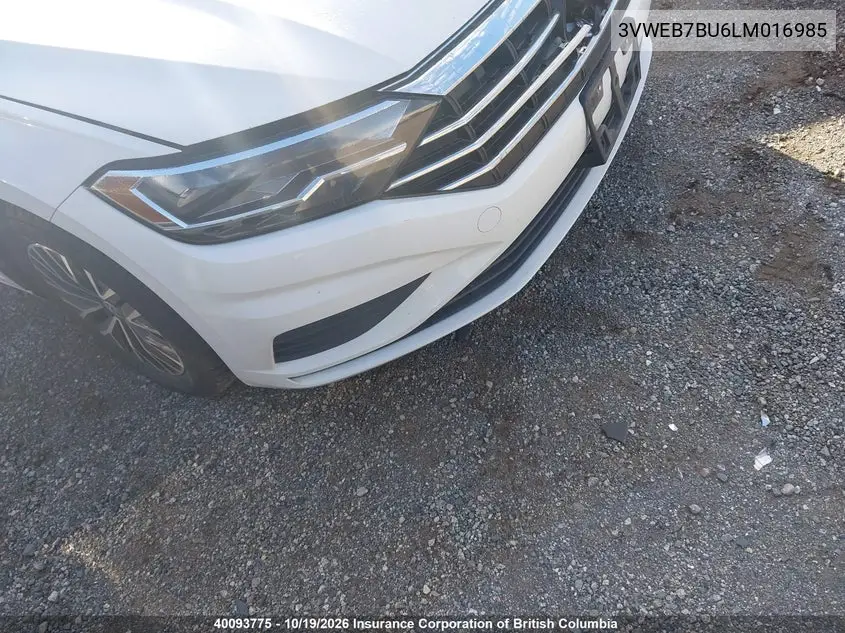 VOLKSWAGEN JETTA 2020, VIN 3VWEB7BU6LM016985