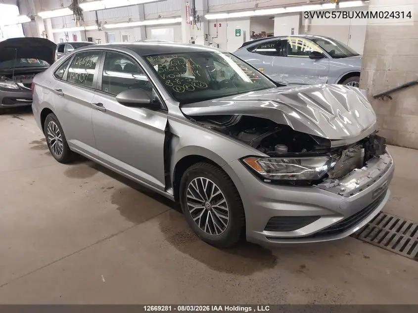 VOLKSWAGEN JETTA 2021, VIN 3VWC57BUXMM024314