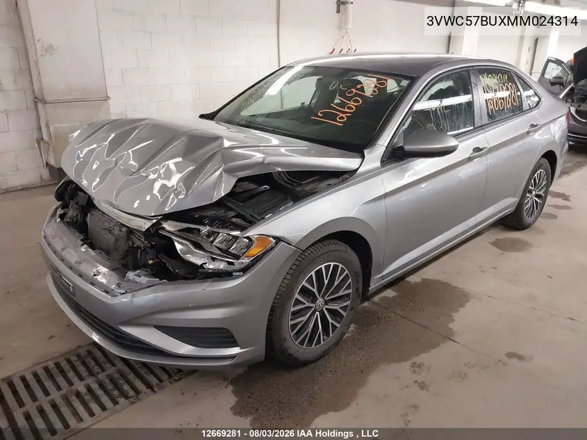 2021 VOLKSWAGEN JETTA VIN 3VWC57BUXMM024314 — фото 2