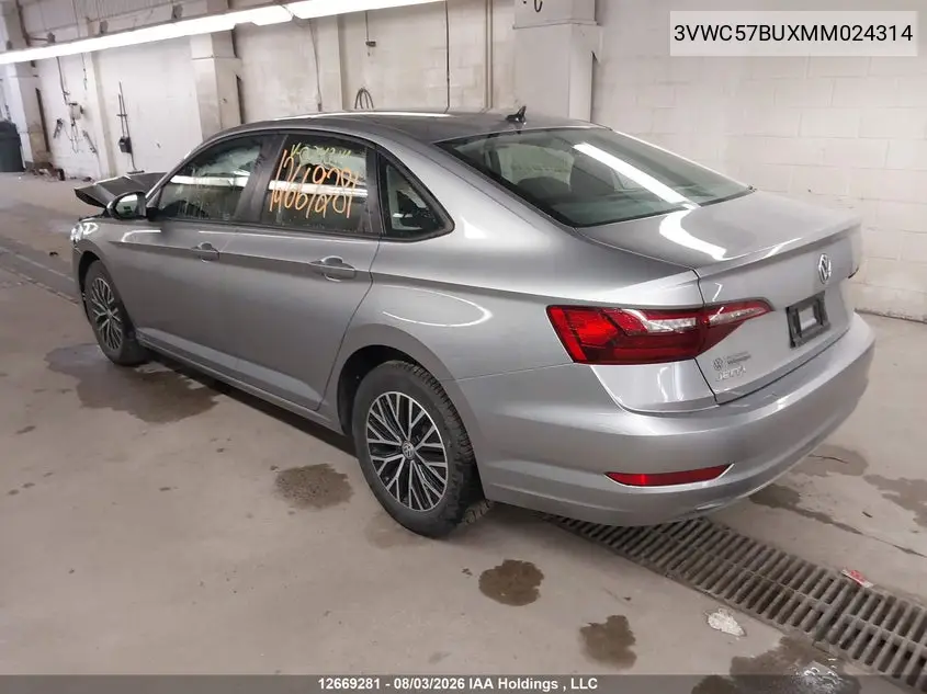 2021 VOLKSWAGEN JETTA VIN 3VWC57BUXMM024314 — фото 3